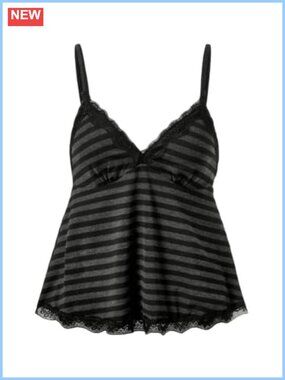 Plus Size Lace Striped V Neck Babydoll Cami Top Sleeveless Summer